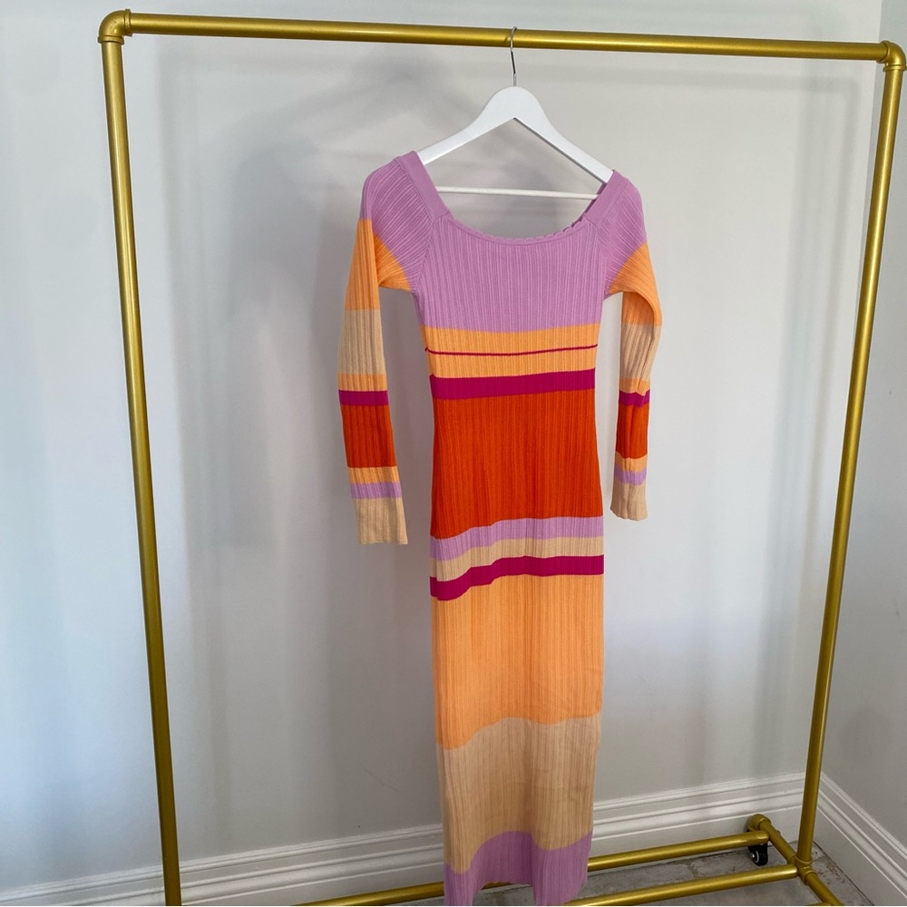Colorblock Knit Maxi Dress Size Small #Lux-G